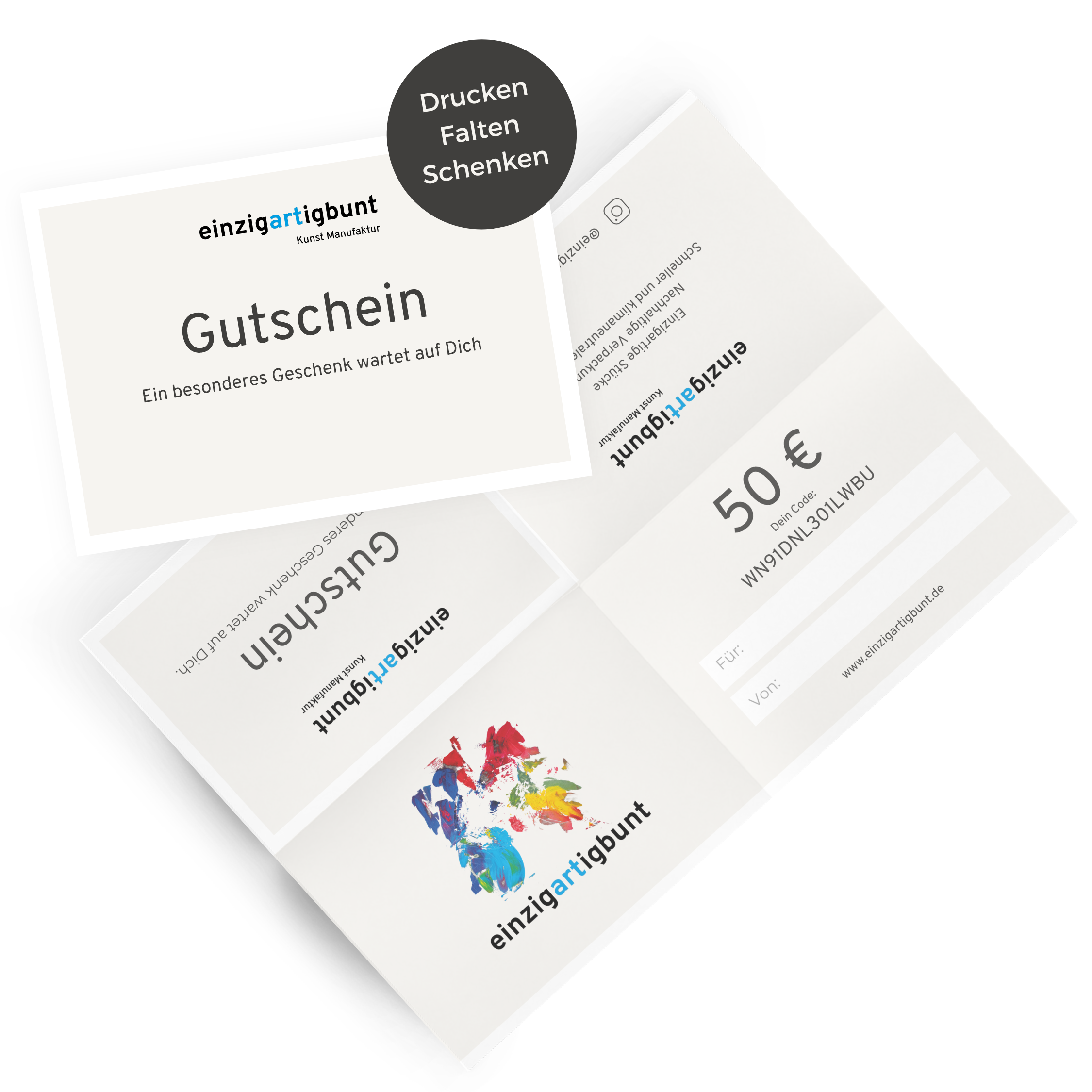 einzigartiger Gutschein zum Verschenken Wert 25.-€