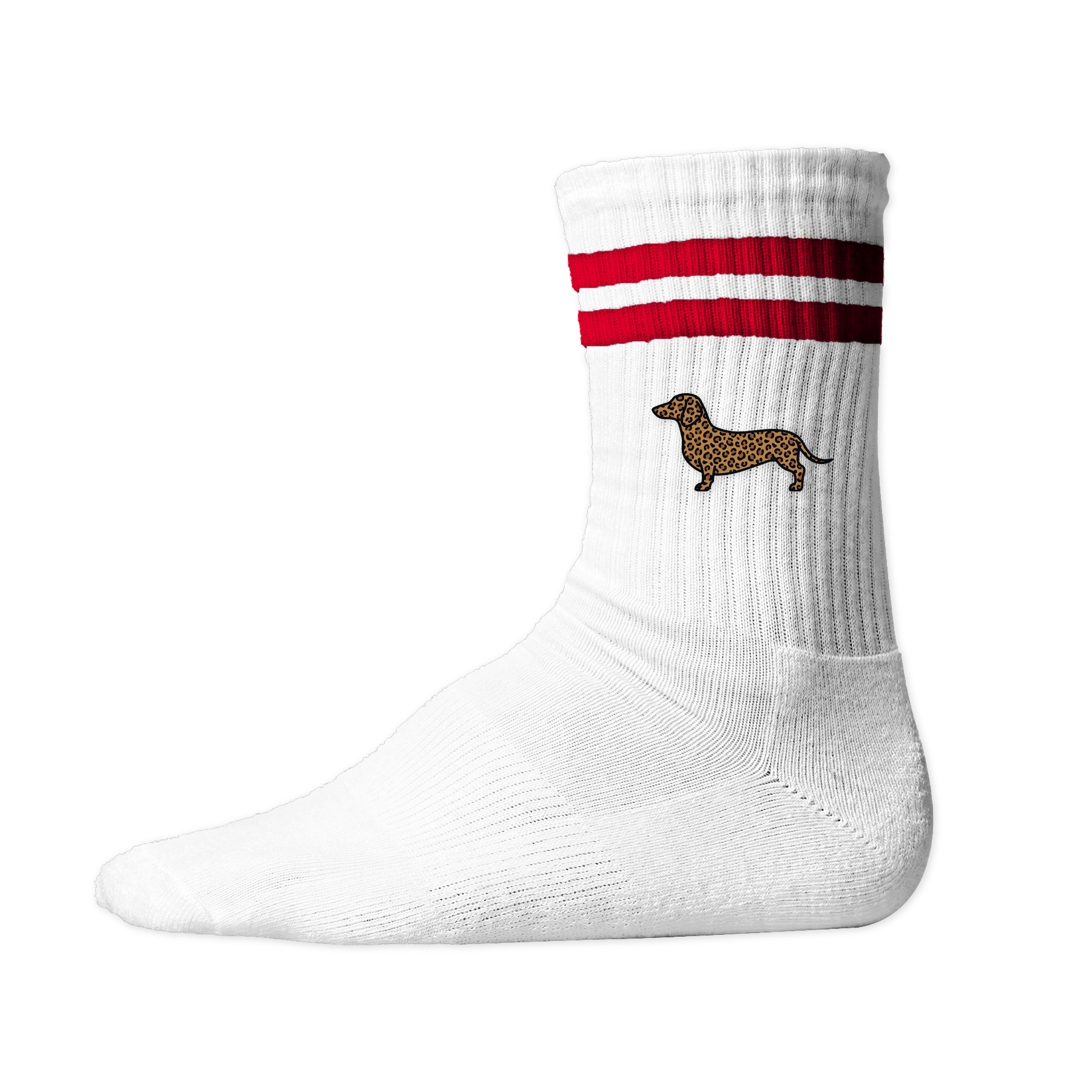 Nachhaltige Tennis Socken mit Dackel im Leo-Look