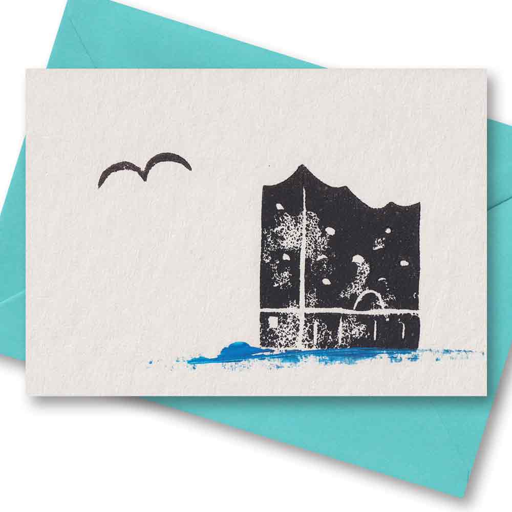 Handgedruckte Postkarte I Hamburg Elphi