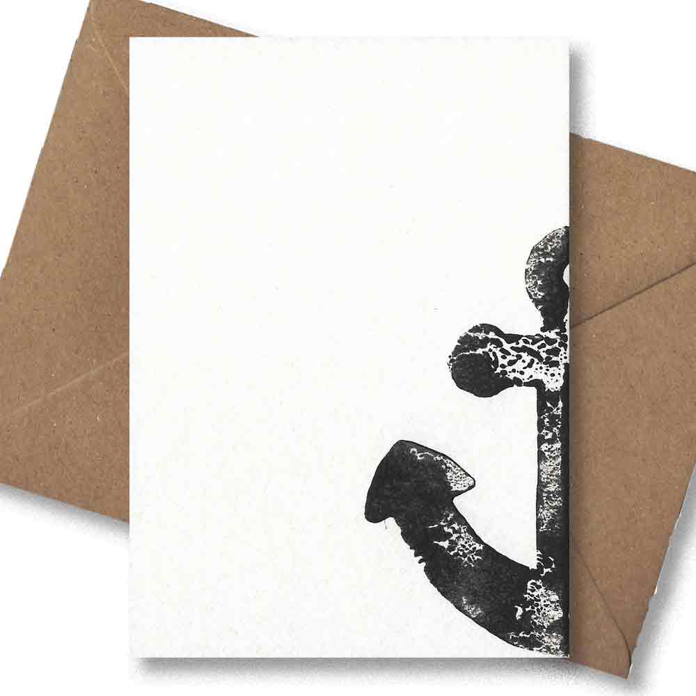 Handgedruckte Postkarte I Anker