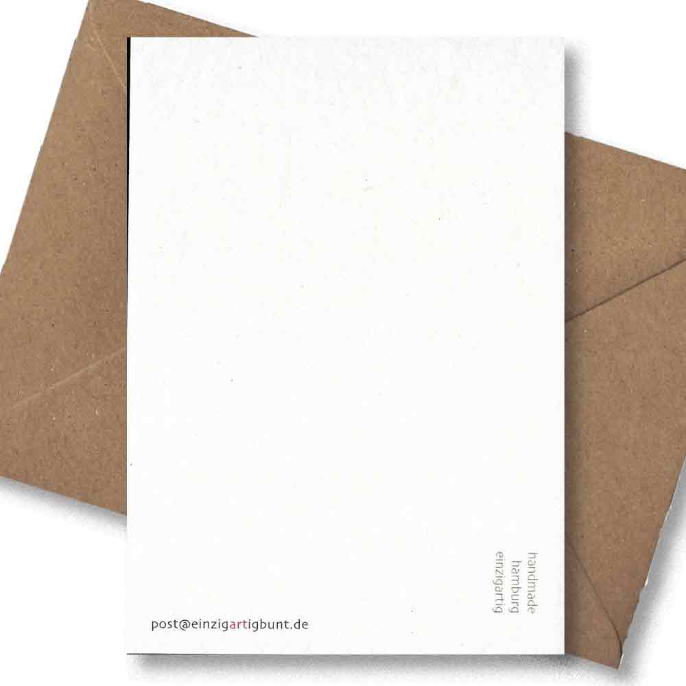 Handgedruckte Postkarte I Hamburg Hummel Wasserträger