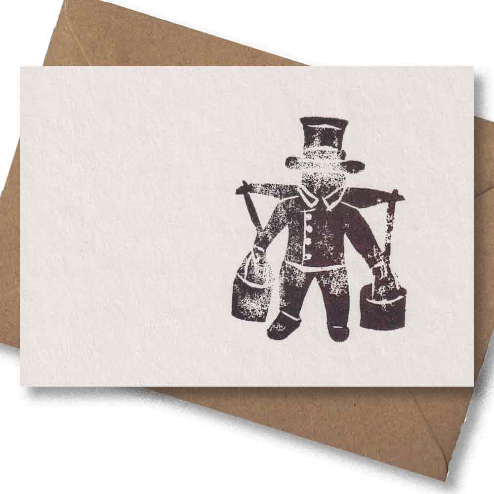 Handgedruckte Postkarte I Hamburg Hummel Wasserträger