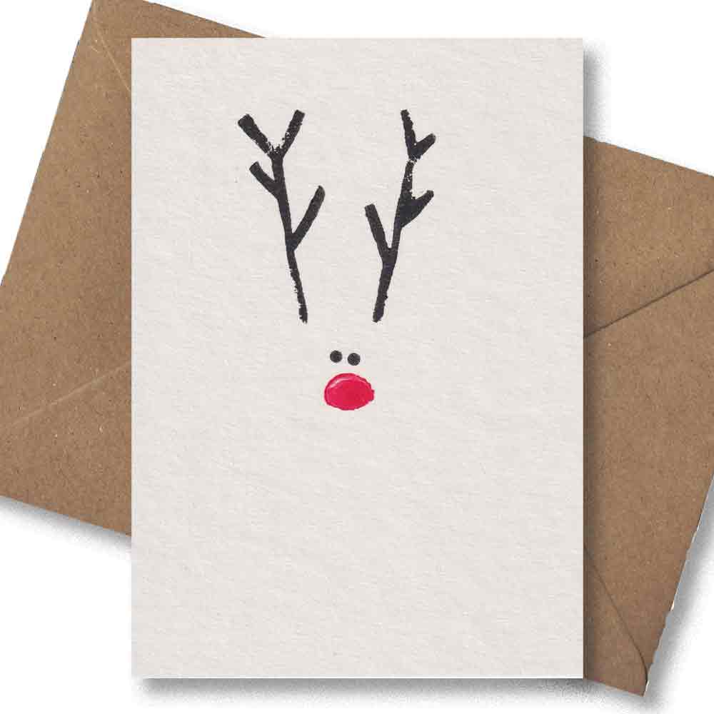 Handgedruckte Postkarte I Rentier Minimalistisch