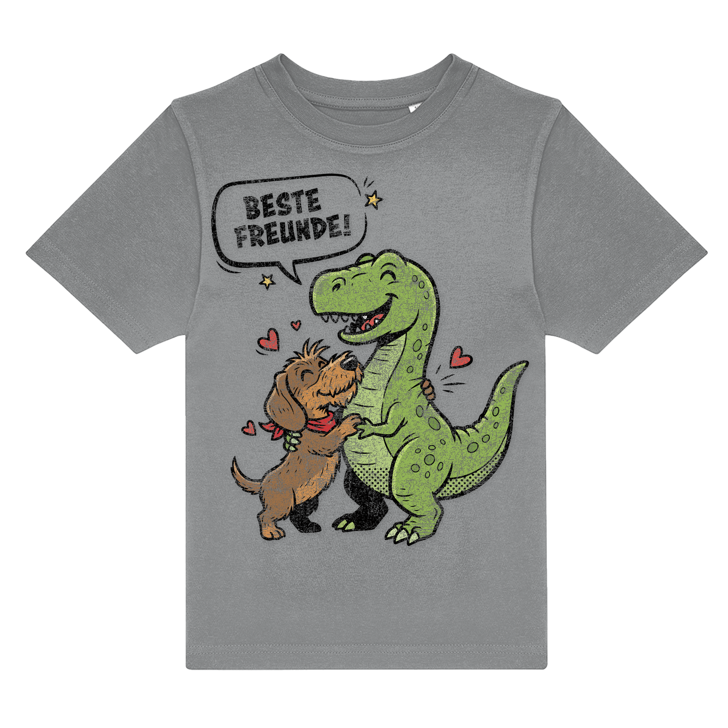 Dackel und Dino umarmen mit Herzchen &amp; Spruch &