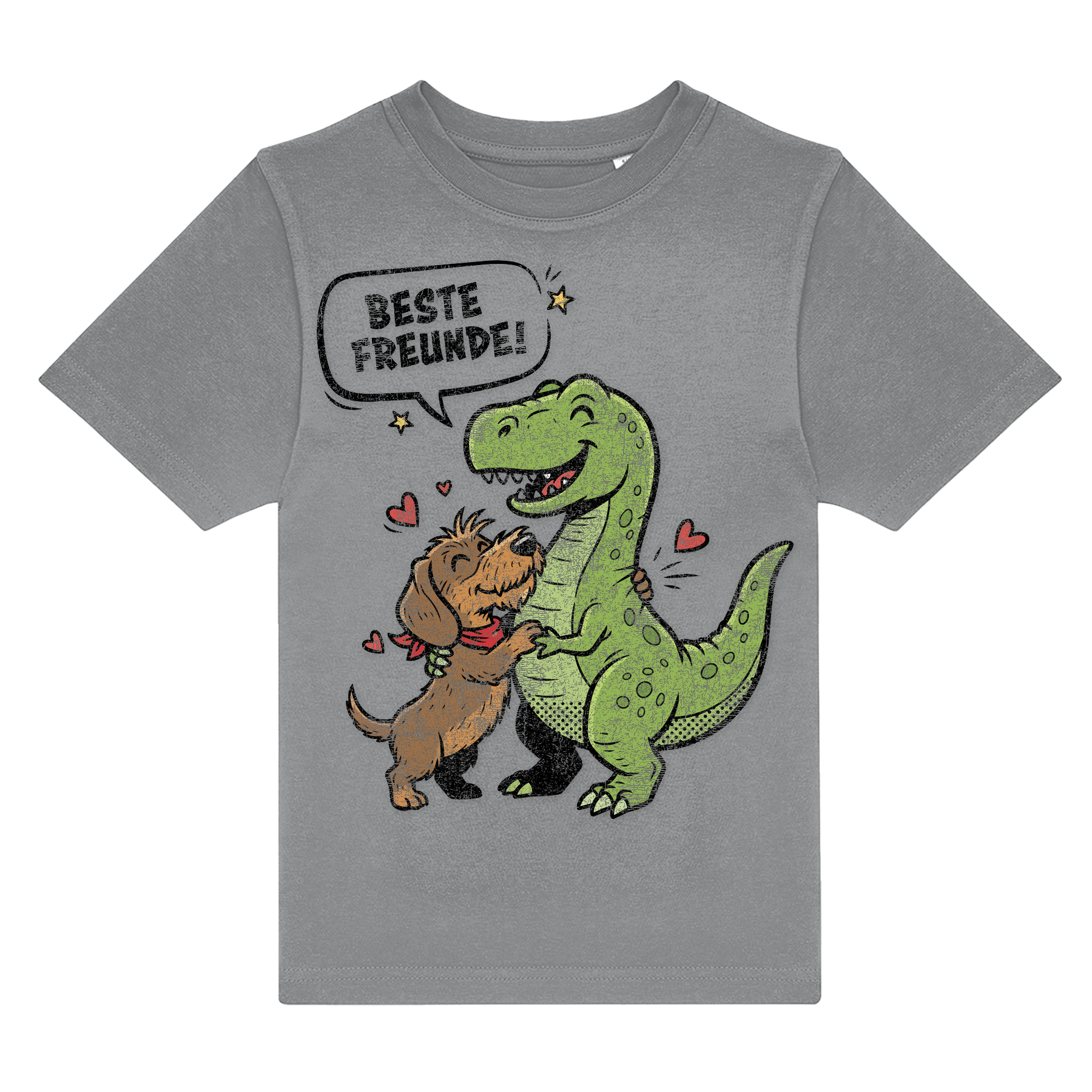 Dackel und Dino umarmen mit Herzchen &amp; Spruch &