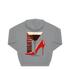 Grauer Hoodie mit rotem High Heel & Martini-Glas Motiv, nachhaltig – einzigartigbunt