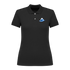Schwarzes Polo mit blauem Wellen-Motiv und Krone, nachhaltig – einzigartigbunt