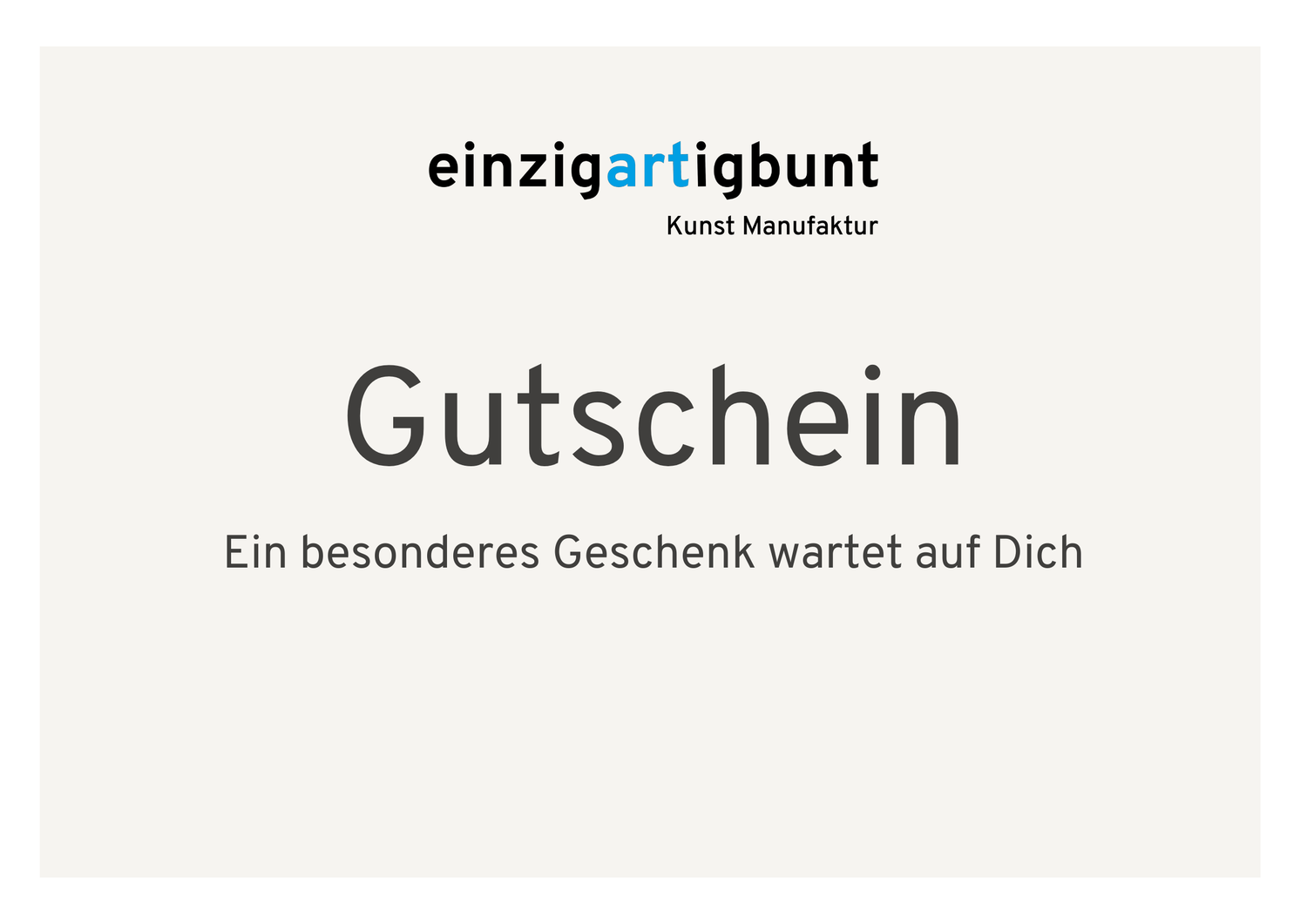 einzigartiger Gutschein zum Verschenken Wert 50.-€