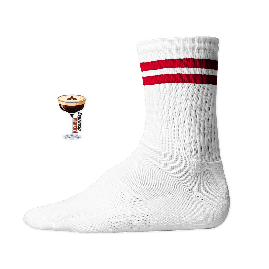 Espresso Martini Socken mit Red Stripes