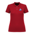 Rotes Polo-Shirt mit blauer Welle und Segelboot-Motiv, nachhaltig – einzigartigbunt