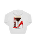 Weißer Hoodie mit rotem High Heel, Martini-Glas und „HIGH TIME“-Schriftzug – nachhaltig – einzigartigbunt