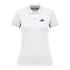 Weißes Polo-Shirt mit blauem Wellen-Motiv und Krone, nachhaltig – einzigartigbunt
