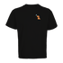 Schwarzes T-Shirt mit Dackel-Motiv und Schmetterling, nachhaltig – einzigartigbunt