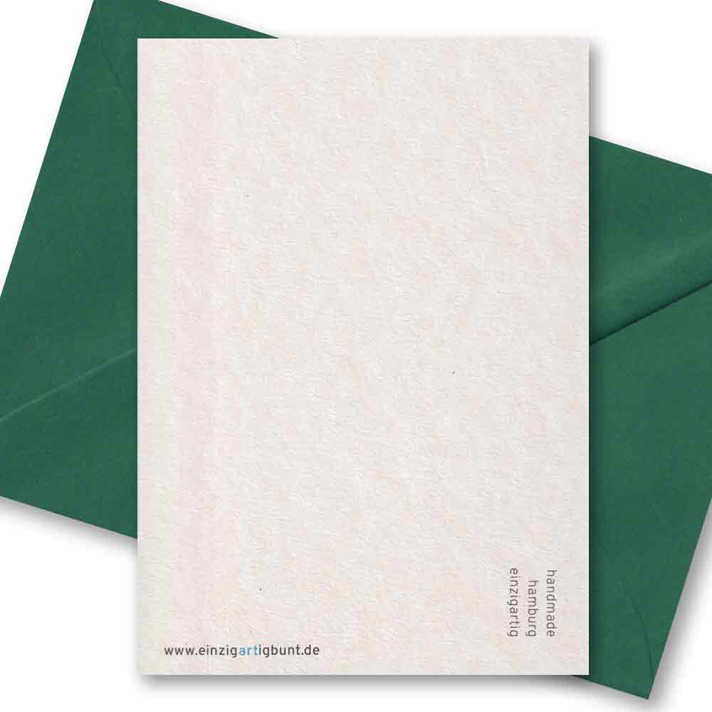 Handgedruckte Postkarte I Herz mit Weihnachtsmann Mütze