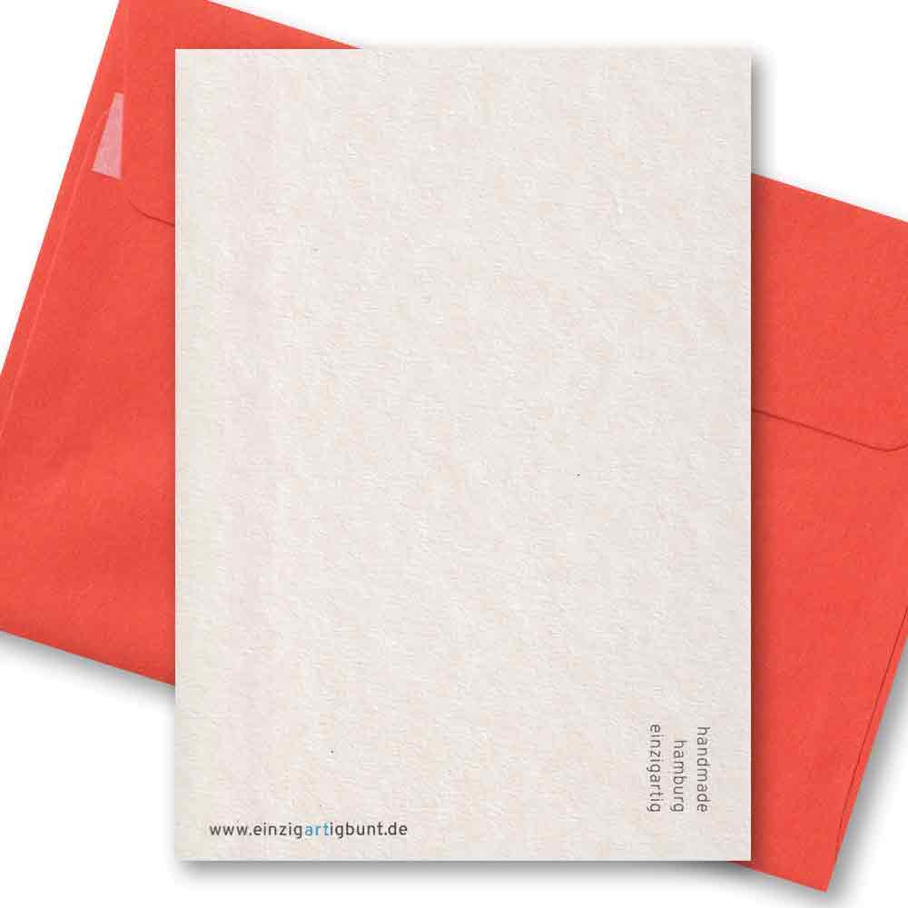 Minimalistische Rückseite der Hasen-Karte in DIN A6 mit viel Platz für persönliche Grüße und kreativem Briefmarken-Platzhalter.