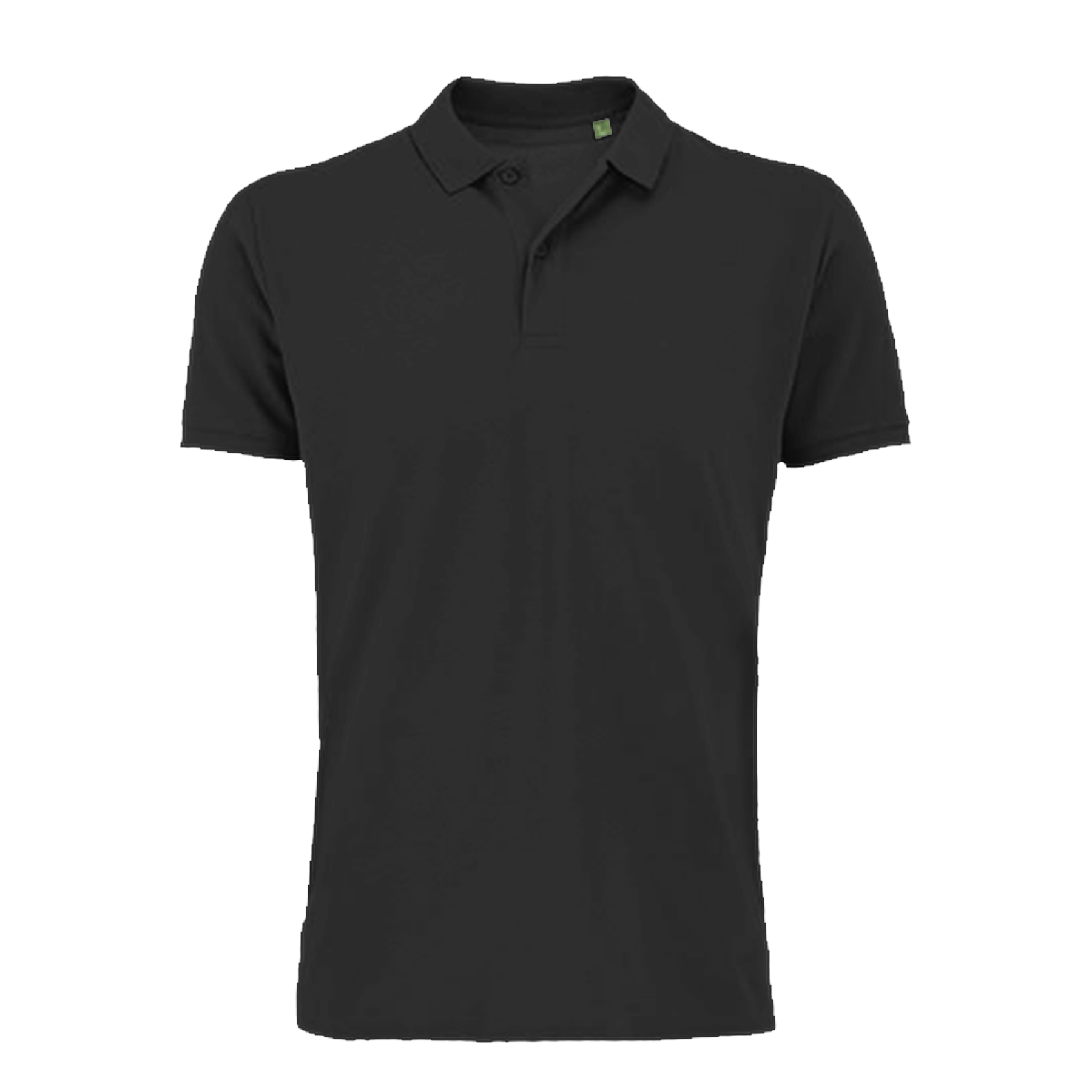 Schwarzes Poloshirt aus nachhaltiger Baumwolle, klassisches Design mit Kragen und Knopfleiste – einzigartigbunt