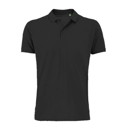Schwarzes Poloshirt aus nachhaltiger Baumwolle, klassisches Design mit Kragen und Knopfleiste – einzigartigbunt