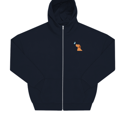 Dackel mit Schmetterling Motiv auf nachhaltigem Hoodie – einzigartigbunt