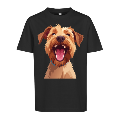 Kinder T-Shirt mit lachendem Dackel Gesicht | Bio-Baumwolle und Fair