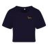 Dackel-Motiv mit Leopardenmuster auf nachhaltigem Navy-T-Shirt – einzigartigbunt
