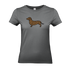 Graues Damen-T-Shirt mit Dackel-Leopard-Motiv, nachhaltig – einzigartigbunt