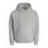 Extra schwerer Unisex Hoodie hellgrau in Bio-Qualität mit kleinem Kirschen und Bananen Print auf der linken Brust.