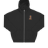 Nachhaltige Zip Hoodie Jacke in Grau mit Dackel-Motiv und Kamera auf der Brust, Oversized-Schnitt.