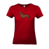 Damen T-Shirt mit Dackel-Motiv im modernen Leoparden-Muster auf der Brust.