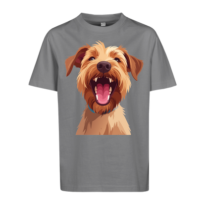 Kinder T-Shirt mit lachendem Dackel Gesicht | Bio-Baumwolle und Fair