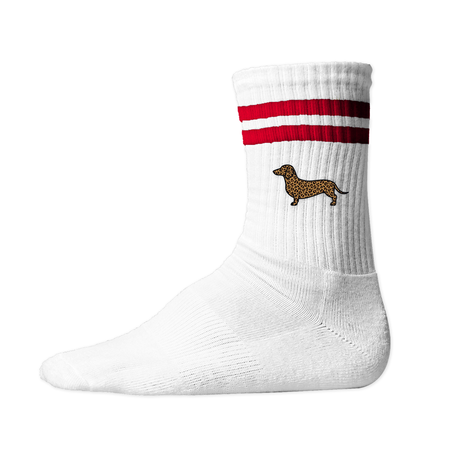 Nachhaltige Tennis Socken mit Dackel im Leo-Look