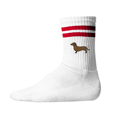 Nachhaltige Tennis Socken mit Dackel im Leo-Look