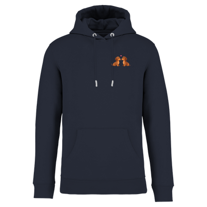 Dackel-Motiv mit Herz auf nachhaltigem Hoodie – einzigartigbunt