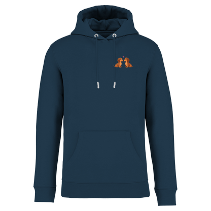 Marineblauer Hoodie mit niedlichen Dackel-Motiv und Herz, nachhaltig – einzigartigbunt