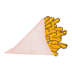 T-Shirt mit Pommes-Druck auf der Brust | einzigartigbunt
