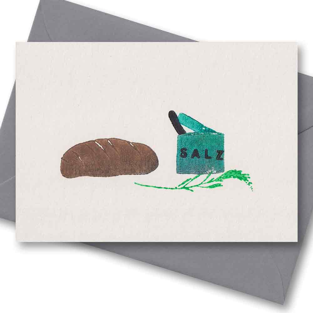 Handgedruckte Postkarte I Brot &amp; Salz