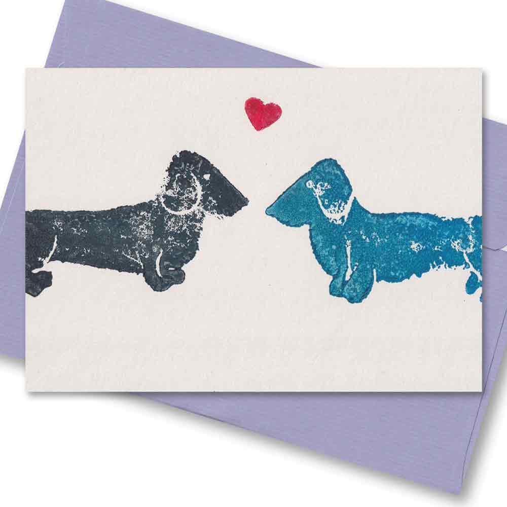 Handgedruckte Postkarte I Dackelblick