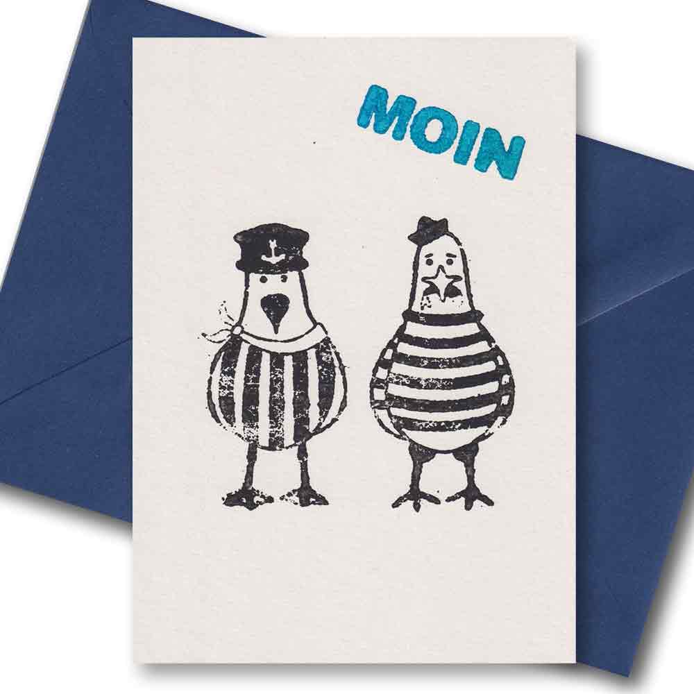 Handgedruckte Postkarte I Knastmöwen MOIN