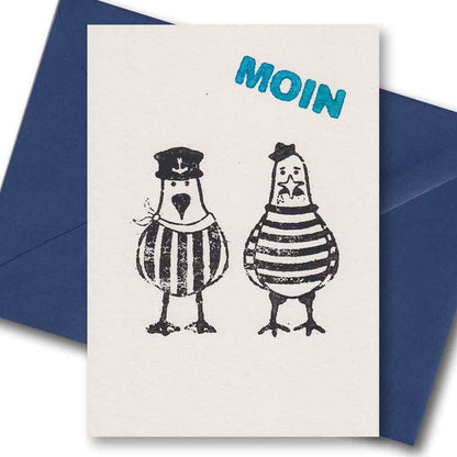 Handgedruckte Postkarte I Knastmöwen MOIN