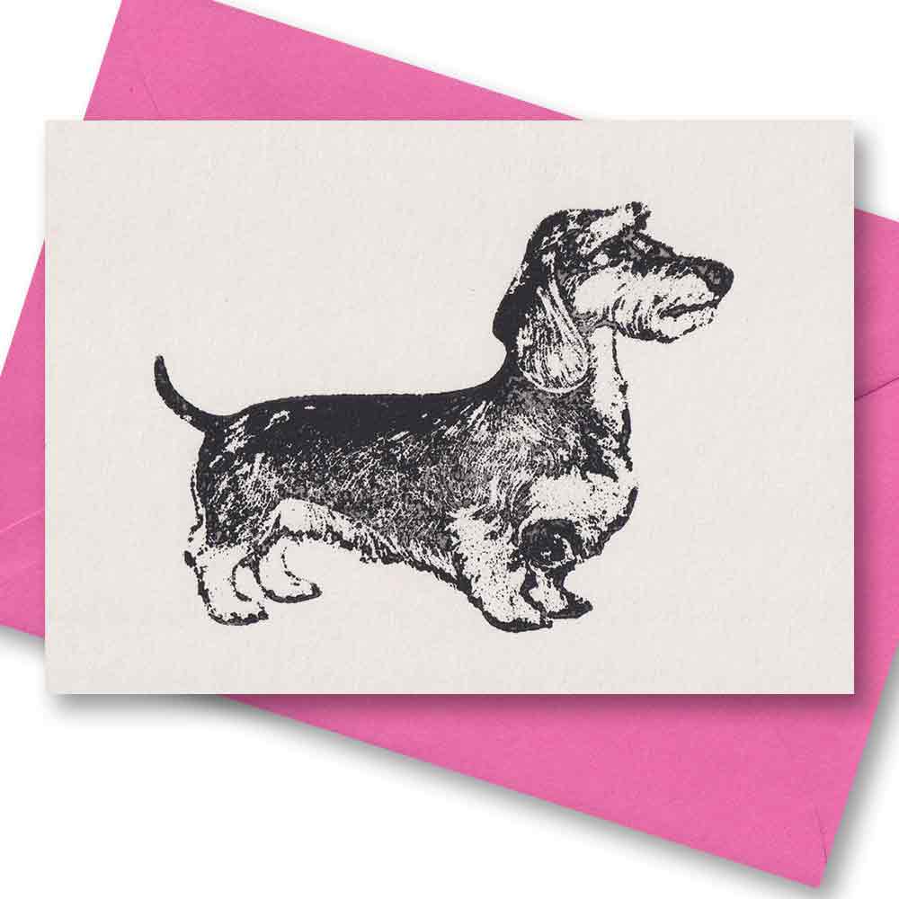 Handgedruckte Postkarte I Dackel