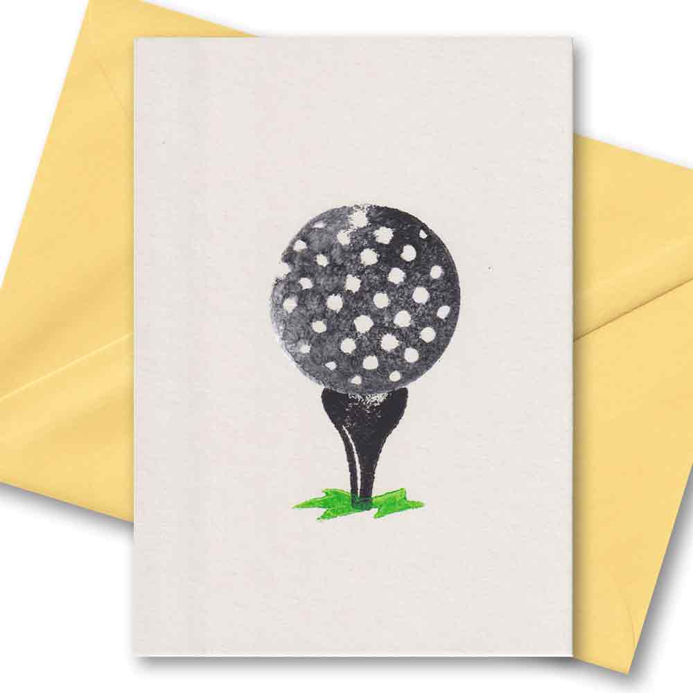 Handgedruckte Postkarte I Golfball