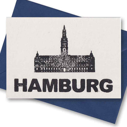 Handgedruckte Postkarte I Rathaus HAMBURG
