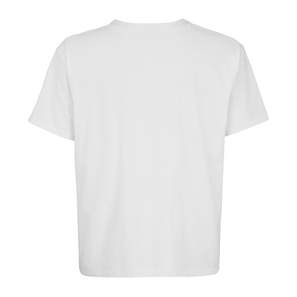 Einfaches weißes T-Shirt aus nachhaltiger Baumwolle – einzigartigbunt