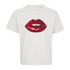 Weißes T-Shirt mit roten Lippen-Motiv, nachhaltig & fair produziert – einzigartigbunt