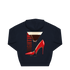 Navy Hoodie mit roter High Heel & Martini-Glas Motiv, nachhaltig – einzigartigbunt
