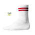 Weiße, gerippte Tennis Socke mit einem sommerlichen Palmen- und Strand-Druckmotiv auf der Schaftseite. Red Stripes