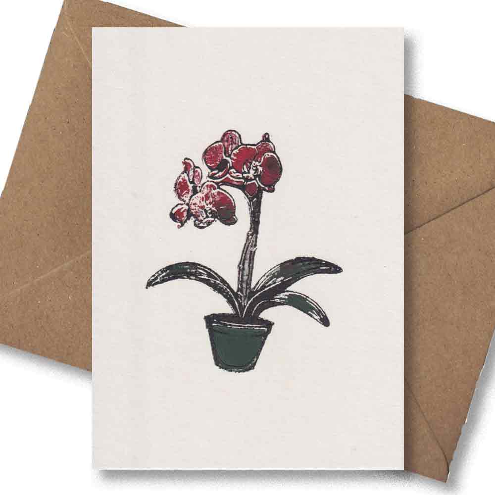 Handgedruckte Postkarte I Orchidee