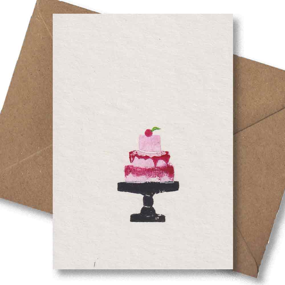 Handgedruckte Postkarte I Torte