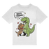 Dackel und Dinosaurier umarmen mit Herzchen, Spruch Beste Freunde, nachhaltig – einzigartigbunt
