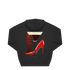 Schwarzer Hoodie mit roter High Heel und Martini-Glas Motiv, nachhaltig – einzigartigbunt